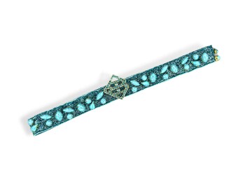Blue Hat with Turquoise Stones Hatband