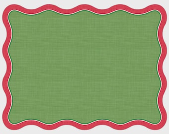 Red and Green Scallop Edge Posh Die-Cut Placemat | Table Decor