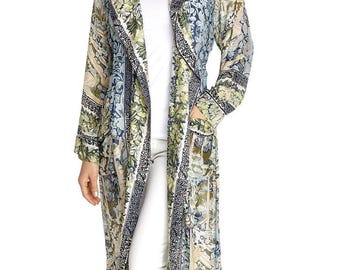 Tapestry Sea Print Long Kimono