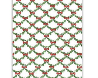 Holiday Garland with Red Bows | Wrapping Paper