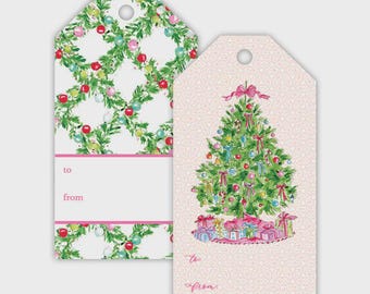 Pink Christmas Tree Gift Tag | Set of 10