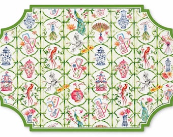Chinoiserie Mahjong Paper Placemats | Table Decor