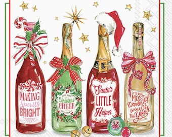 Christmas Bottles Cocktail Napkins Set/20 | Holiday