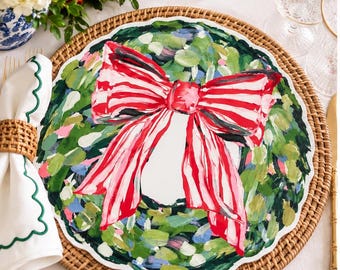 Watercolor Wreath Die-Cut Placemat | Table Decor