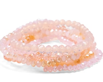 Pink Crystal Frost Beaded Bracelet Set