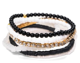 Black & White Candy Crystal Bracelet Set