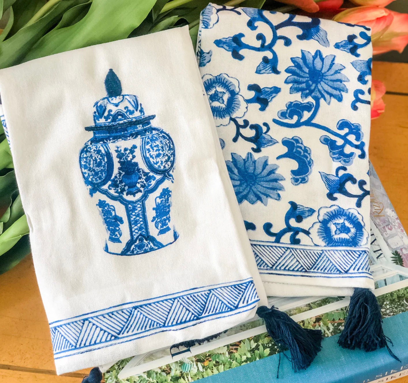 Ginger Jar Embroidered Hand Towel – Hydrangea Lane Home