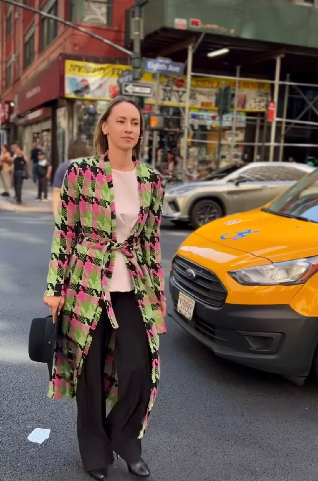 Green shop houndstooth coat
