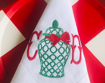 Monogrammed Ginger Jar Dinner Napkins