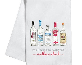 Handpainted Vodka O'Clock Tea Towel