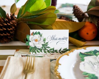 Holiday Magnolia Place cards | Table Decor