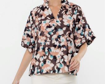 Katilyn Abstract Floral Print Blouse