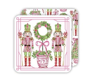 Holiday | Pink Peppermint Nutcracker Coasters | Set of 20