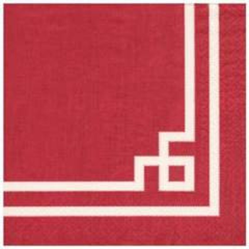 Holiday Red Greek Key Luncheon Napkins 20 Ct Etsy