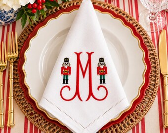 Nutcracker Monogrammed Dinner Napkins | Holiday