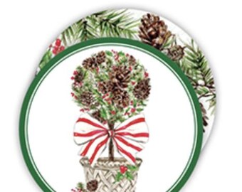 Holiday | Pine Cone Topiary Coasters | Set of 20
