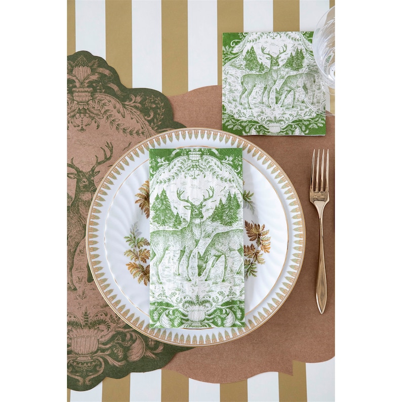 Pink Pineapple Fable Toile Guest Napkins - Thumbnail 3
