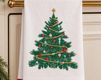 Embroidered Christmas Tree Towel