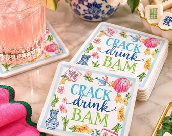 Crack Drink Bam Coasters | Set of 20