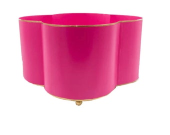 Pink and Gold Quatrefoil Cachepot