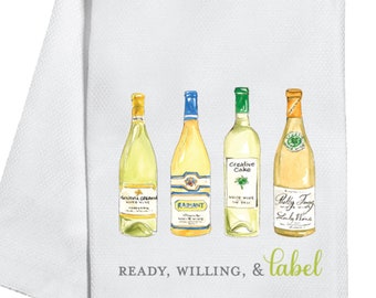 Ready, Willing, and Label Tea Towel