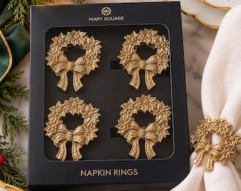 Gold Wreath Napkin Rings Set of 4