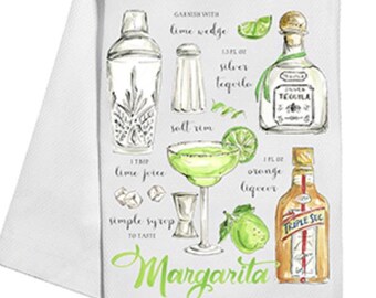 Handpainted Margarita Recipe Tea Towel
