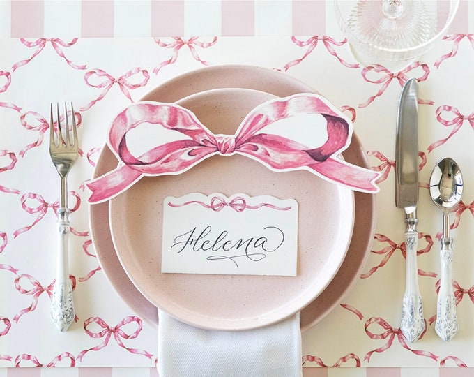Featured listing image: Pink Bow Placemat | Table Decor