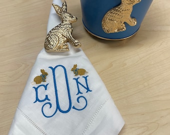 Easter Napkin | Custom Dinner Napkin | Personalized Napkins | Monogram Easter Table Decor |  Easter Bunny Napkin | Monogram Easter Napkin