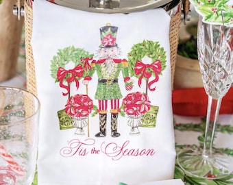 Tis The Season Red Nutcracker Tea Towel
