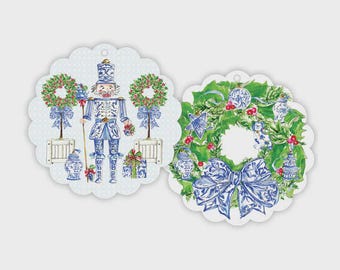 Chinoiserie Nutcracker Scalloped Gift Tag | Set of 10