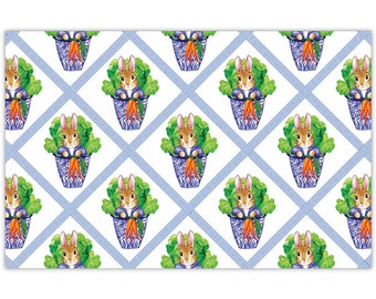 Easter Bunny in Chinoiserie Pot Placemat | Table Decor