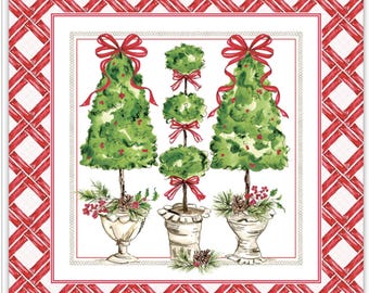 Very Holly Topiaries Pine Cones and Red Bows Placemat | Table Decor