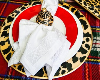 Leopard Ginger Jar Napkin Ring Set