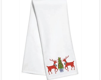 Monogram Reindeer Tea Towel