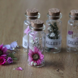 Dried flowers in glass | Dried flowers decoration | Bring-along | | a guest gift Gift Mother&#39;s Day | Valentine&#39;s Day| Mini Glasses