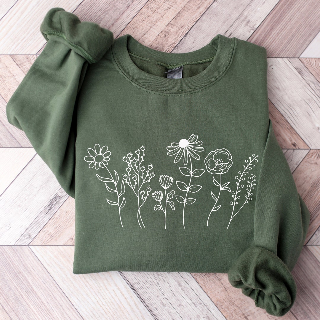 Flower Sweatshirt Botanical Sweatshirt Wildflower Shirt Nature Crewneck ...