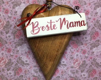 Juego de regalo Día de la Madre Letrero de madera Corazón de madera Día de la Madre Decoración de regalo Romántico Hecho a mano Hogar Deco Decoración de pared Blanco