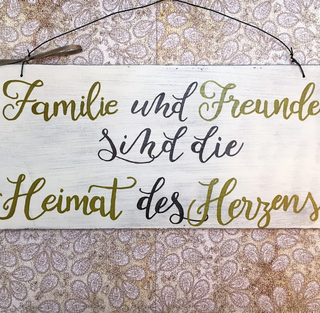 Holzschild Deko Schild mit Spruch Familie und Freunde sind Vintage