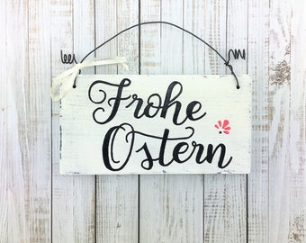 Wooden sign door sign FROHE OSTERN - deco sign wood vintage shabby easter decoration