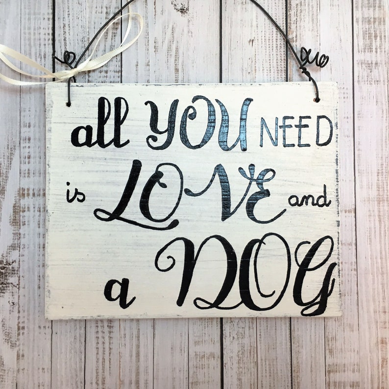 Wall decoration Love and Dog handpainted image 1