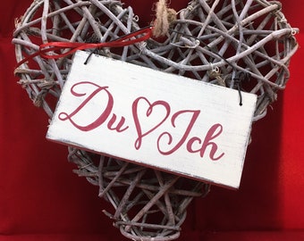 Set regalo "You &I" Segno di legno Decorazione Segno San Valentino Cuore Romantico Fatto a mano Casa Deco Decorazione da parete Bianco