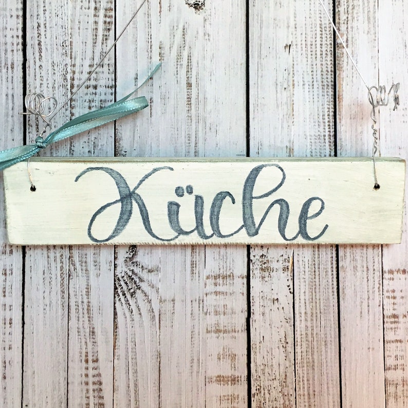 Holzschild, handbemalt, Türschild Küche, Geschenk zur Hauseinweihung, Einzug, Umzug, Shabby, Küchentür, maritime Deko für die Küche, edel Bild 1