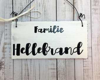 Door sign "Family -YOUR NAME-", Name tag, individual, personal, name, personalized, gift, move in, move, wedding, souvenir