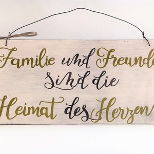 Holzschild Deko Schild mit Spruch Familie und Freunde sind Vintage