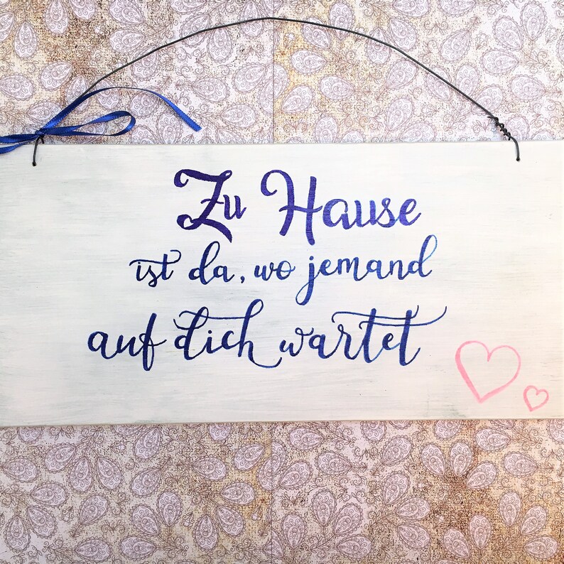 Holzschild Deko Schild mit Spruch Zuhause ist Etsy