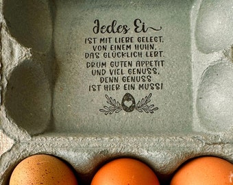 Stamps for egg cartons | also for 4-egg cartons | Poem for egg boxes from happy hens