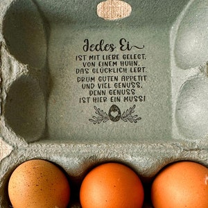 Stamp for egg cartons | also for cartons of 4 | Poem for egg cartons of happy chickens