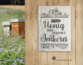 Honey Sale Sign | weatherproof | Honey shield | DIN A 4 | UV and water resistant | Sign for beekeepers