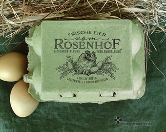 Stempel für Eierkartons | personalisierbarer Stempel für Eier von glücklichen Hühnern | Geschenk für Hühnerhalter